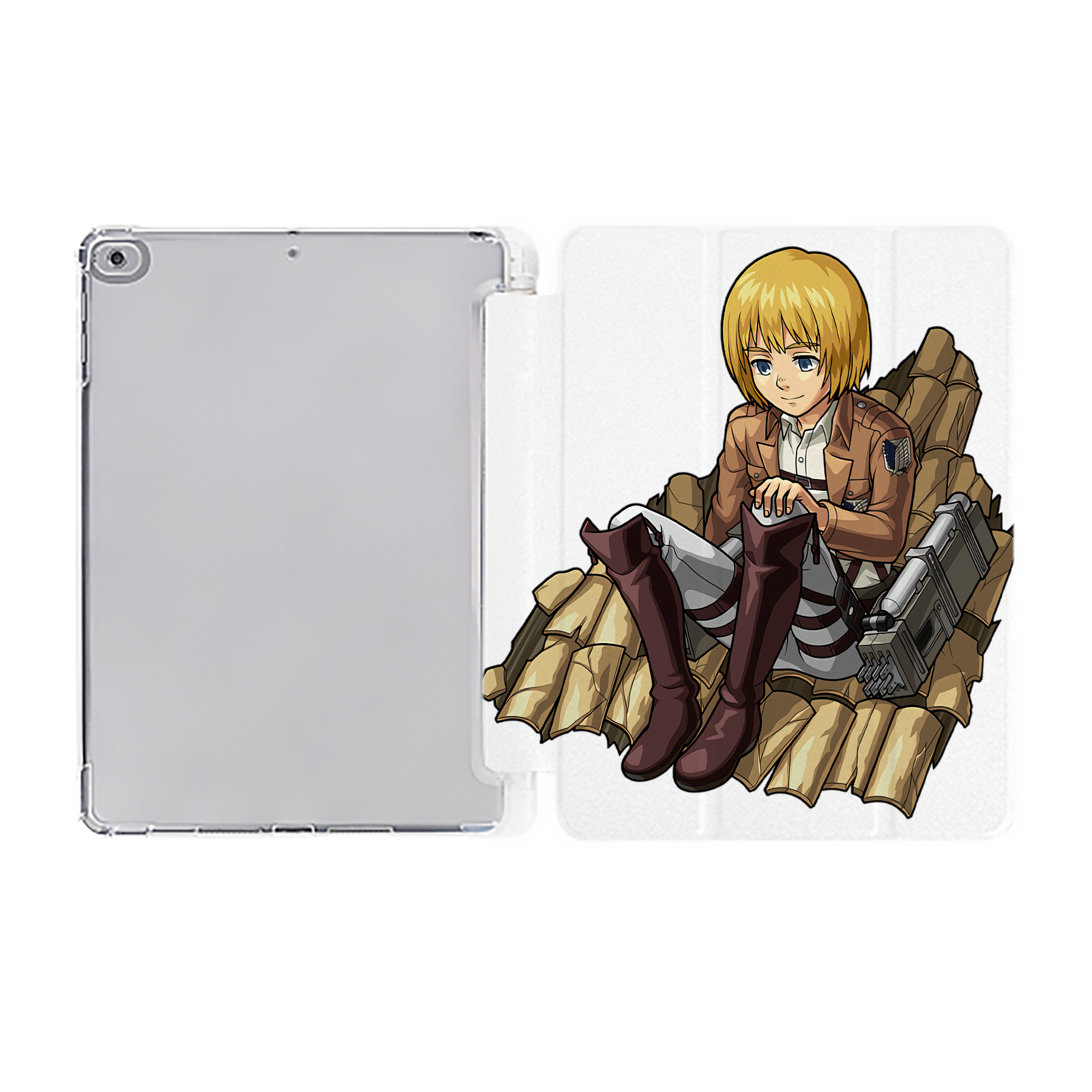 （画像用） 進撃の巨人 アルミン·アルレルト Attack on Titan Armin Arlert IPad ケース ペン収納付き 三つ折りスタンド PUレザー×シリコン 対応機種9.5/10.5/10.9インチ